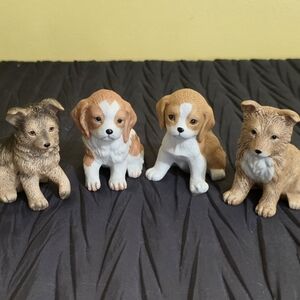 Homco Brown and White Puppy Figurines Set